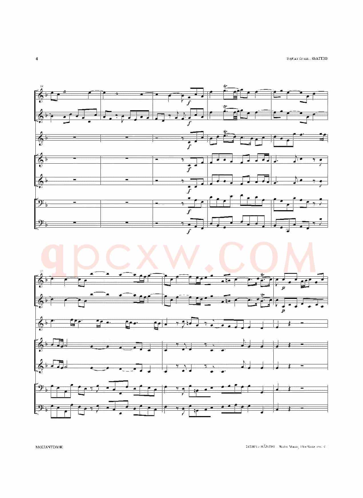 Water Music（HWV.348 No.1）（萨克斯合奏总谱）