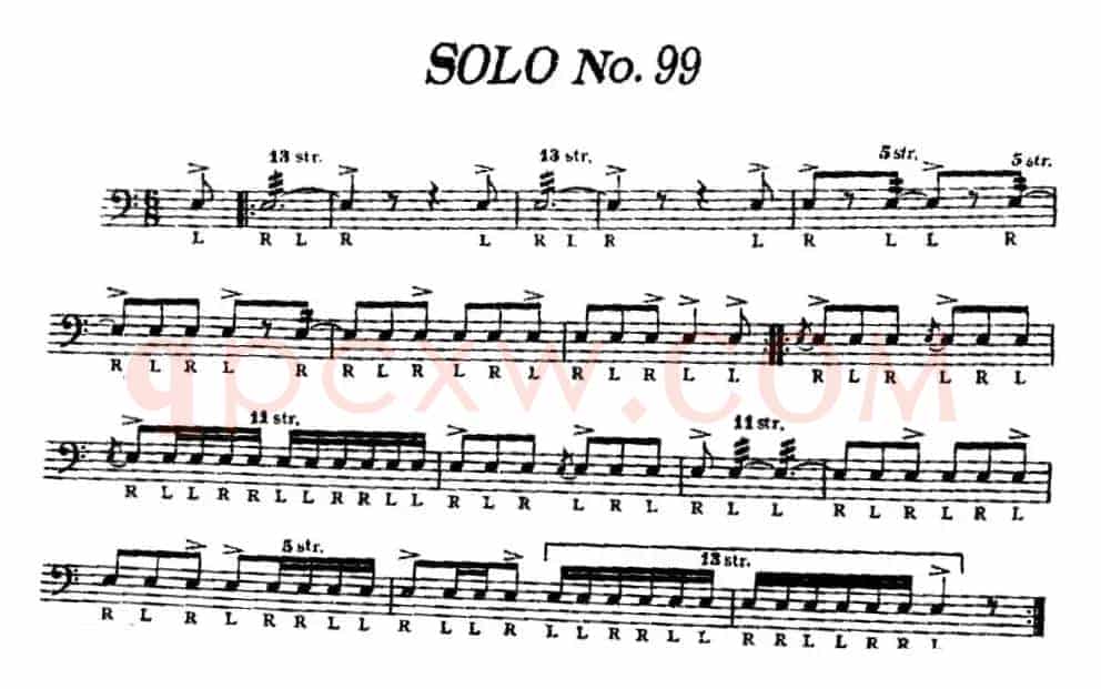 美国军鼓 SOLO No.96-100（爵士鼓谱）