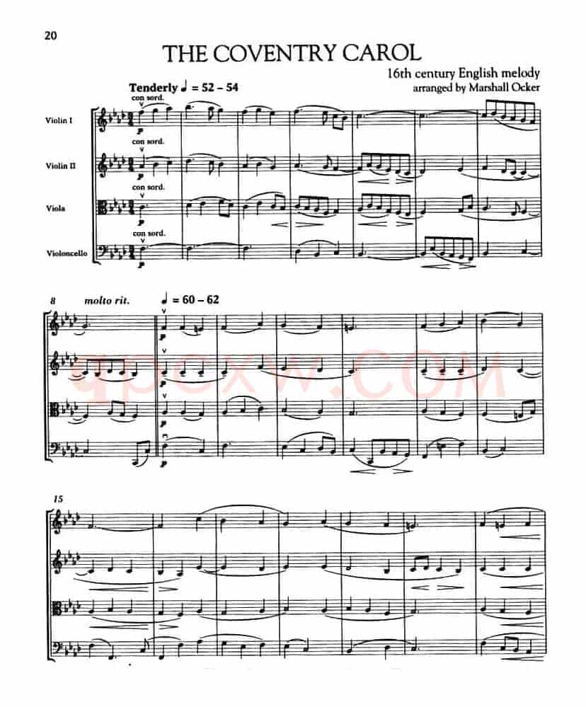 THE COVERNTY CAROL(圣诞音乐、弦乐四重奏)