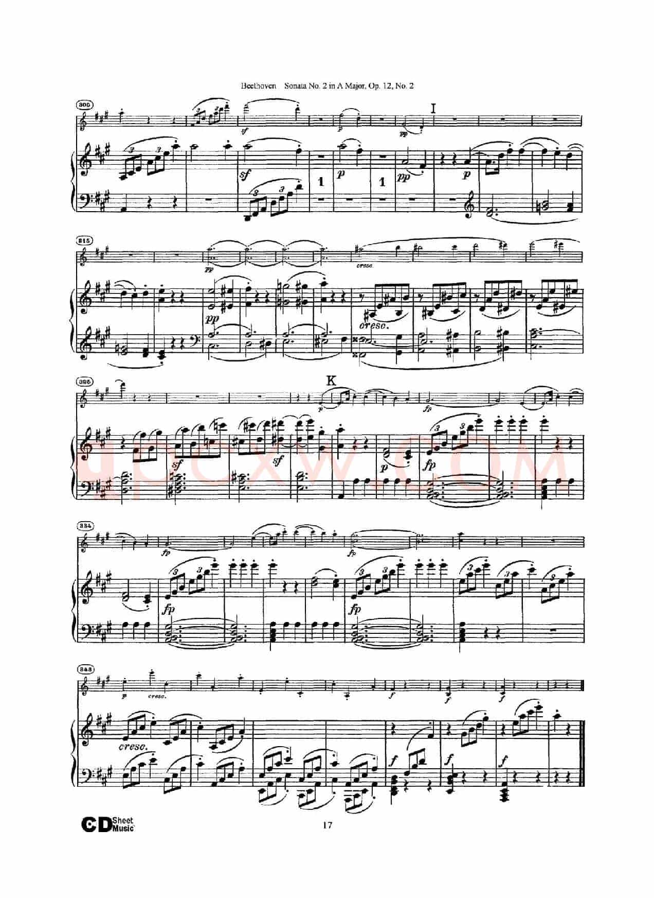 A大调第二小提琴奏鸣曲（Sonata No.2 in A Major Op.12,No.2）（小提琴+钢琴伴奏）
