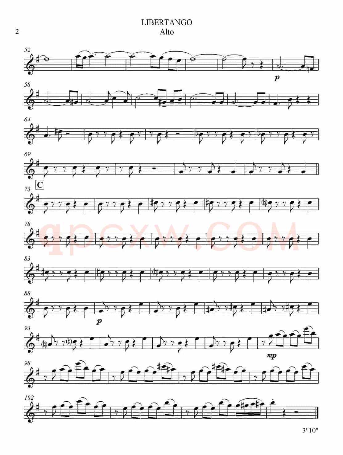 LIBERTANGO（探戈灵魂）（四重奏之中音萨克斯分谱）