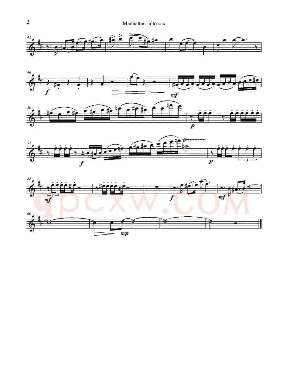 Manhattan Alto Sax（四重奏中音萨克斯分谱）