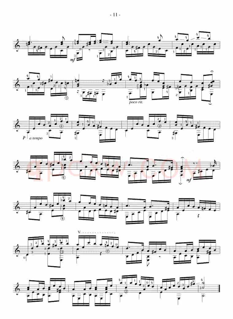 Napoleon Coste《25 Studies,Op.38》（STUDY 21）