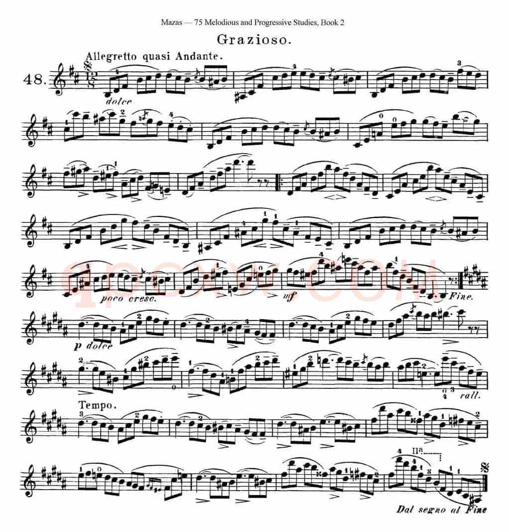 马扎斯小提琴练习曲 Op.36 第二册 华丽练习曲（48）
