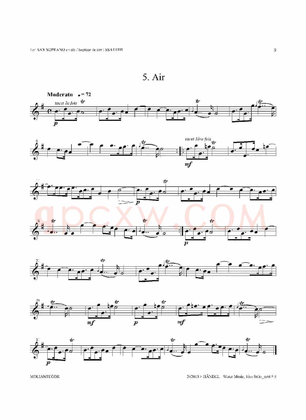Water Music（HWV.348 No.1）（第一高音萨克斯）