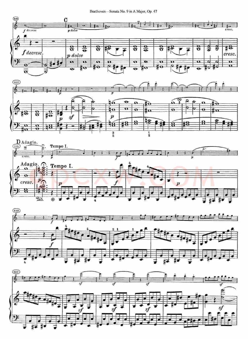 Violin Sonata No.9 in A Major Op.47（小提琴+钢琴伴奏）