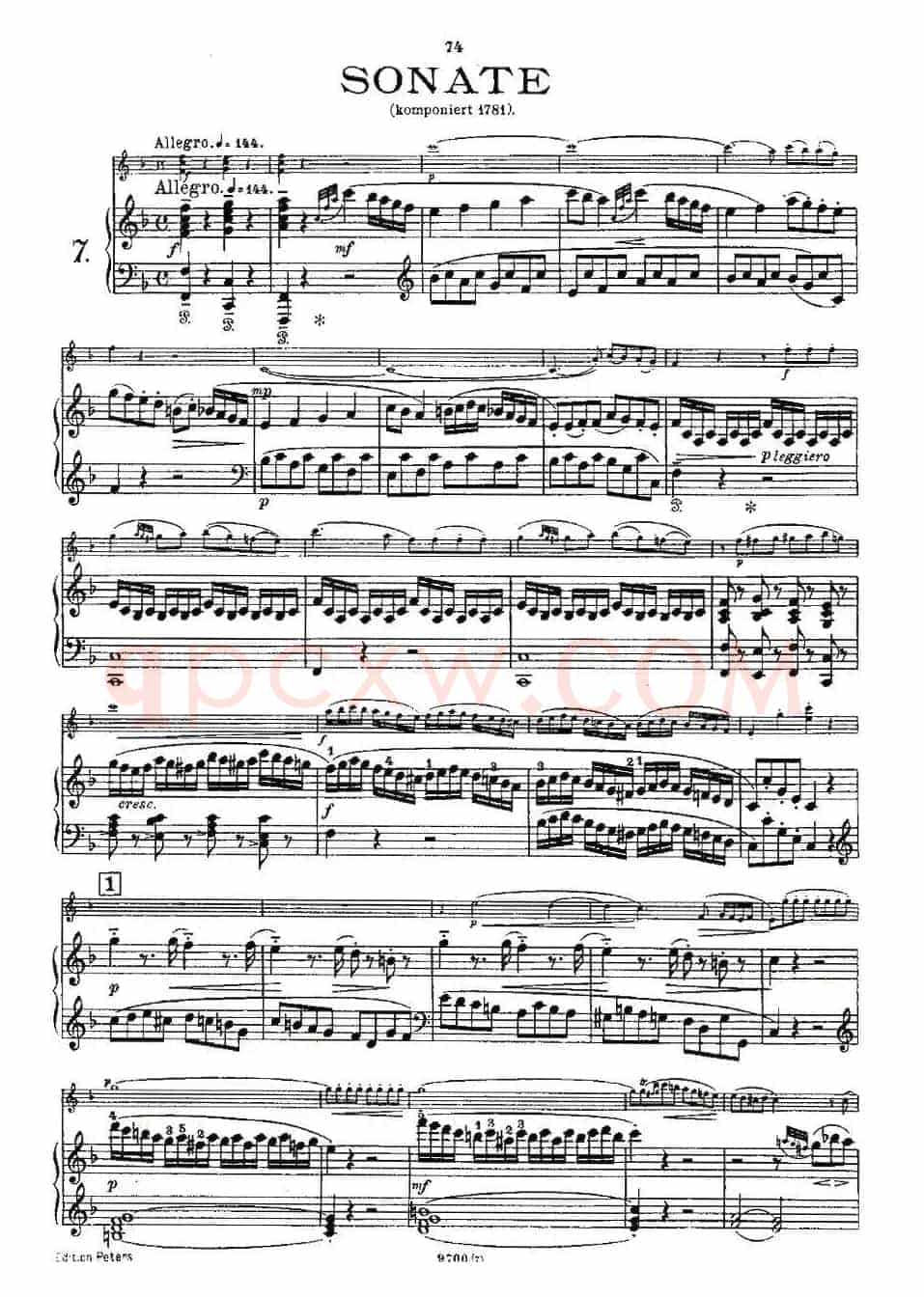 Mozart - Violin Sonata No.7, KV. 376（第七小提琴奏鸣曲）
