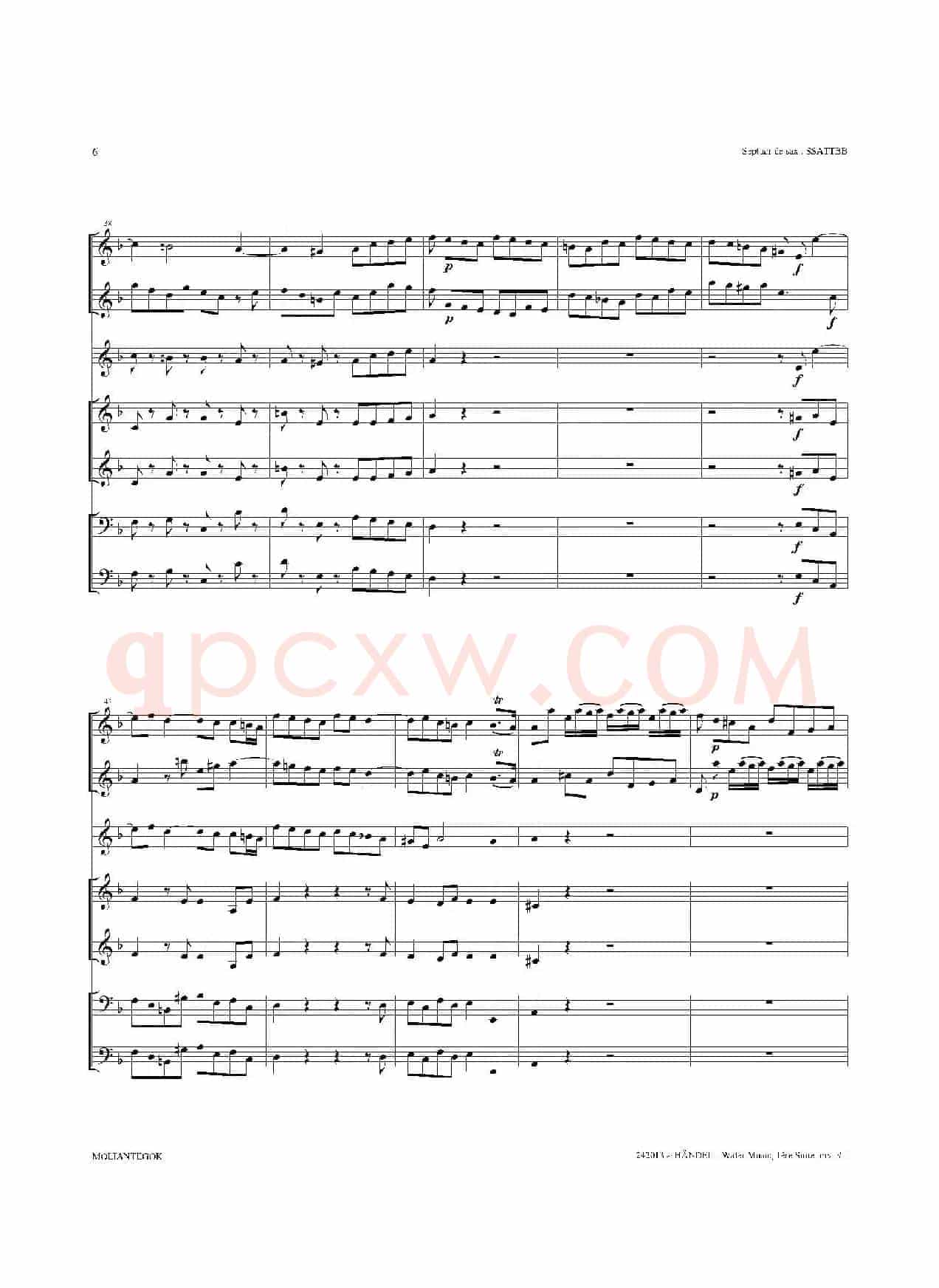 Water Music（HWV.348 No.1）（萨克斯合奏总谱）