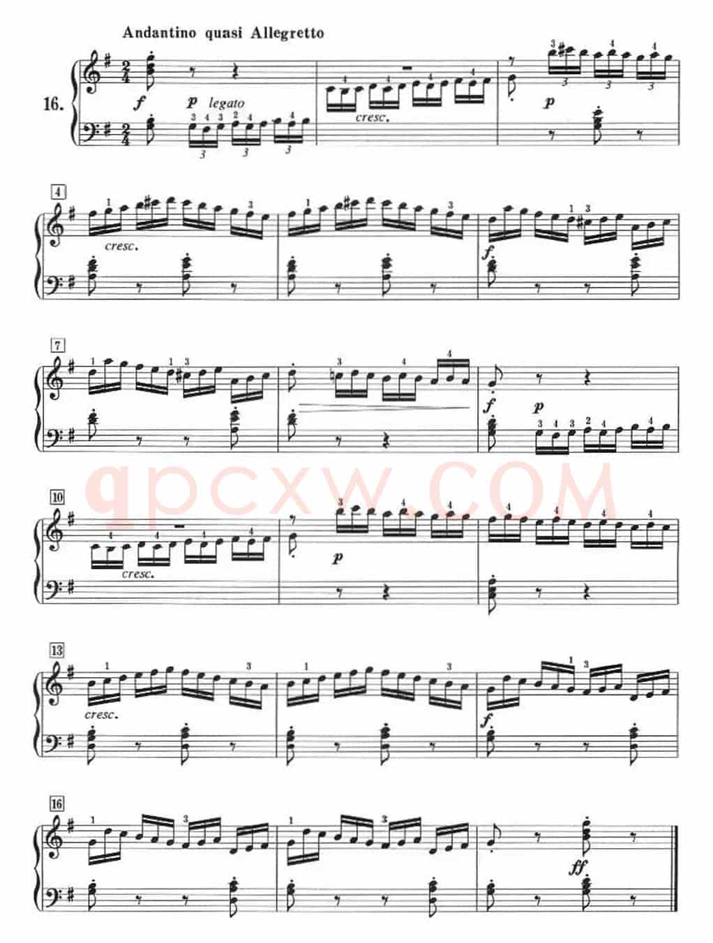 50首莱蒙钢琴练习曲 作品37（NO.16）