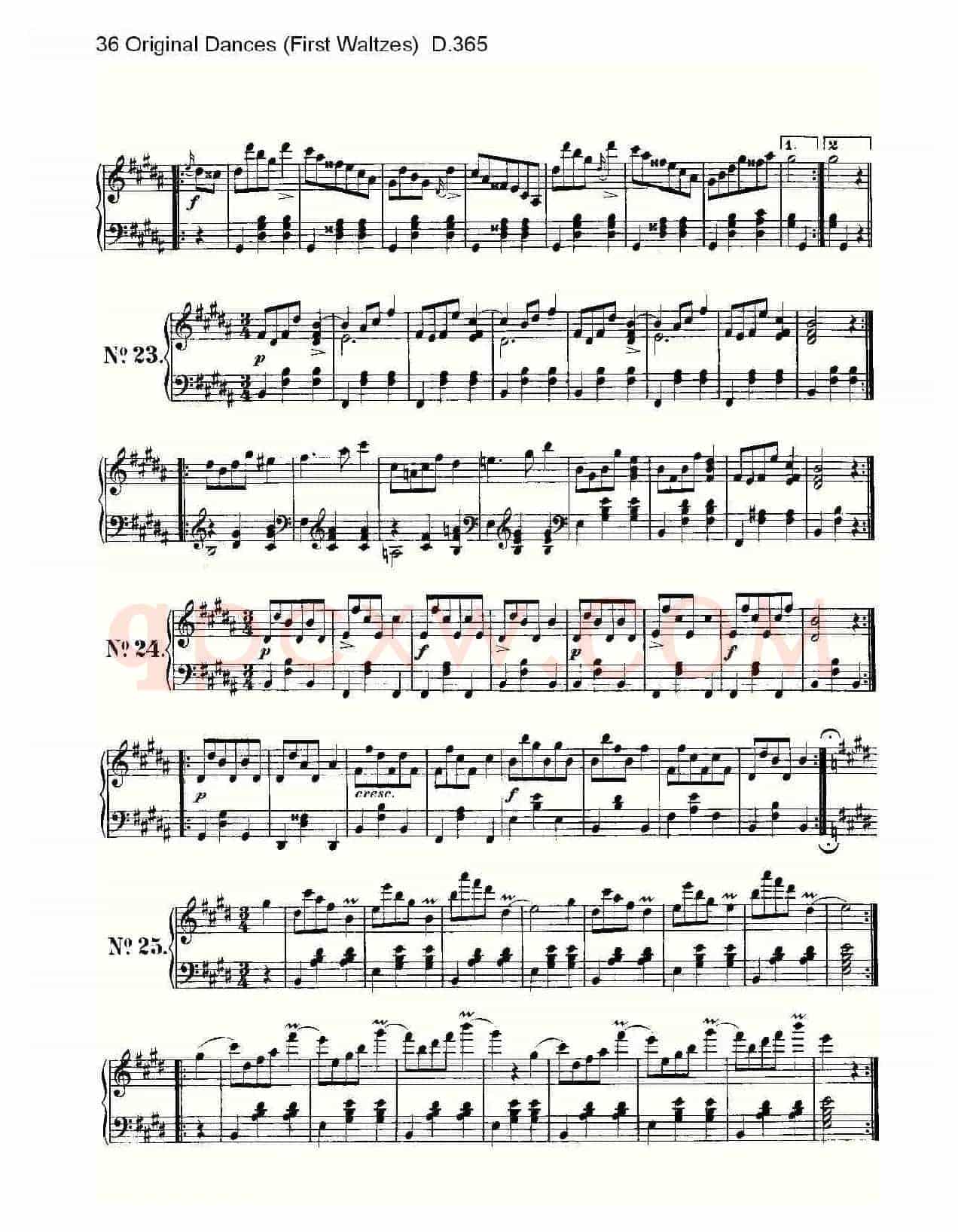 36 Original Dances（First Waltzes) D.36）