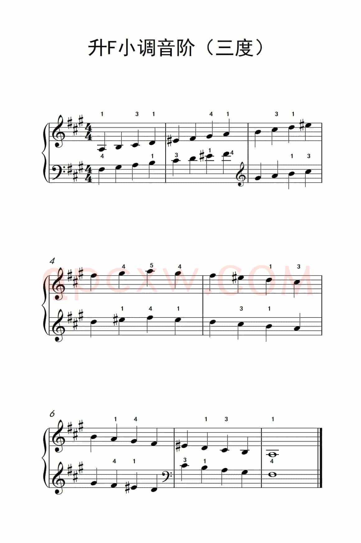 升F小调音阶（六度）（儿童钢琴练习曲）