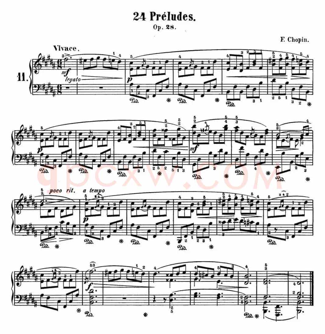 肖邦 24首钢琴前奏曲 Op.28 No.11 B大调