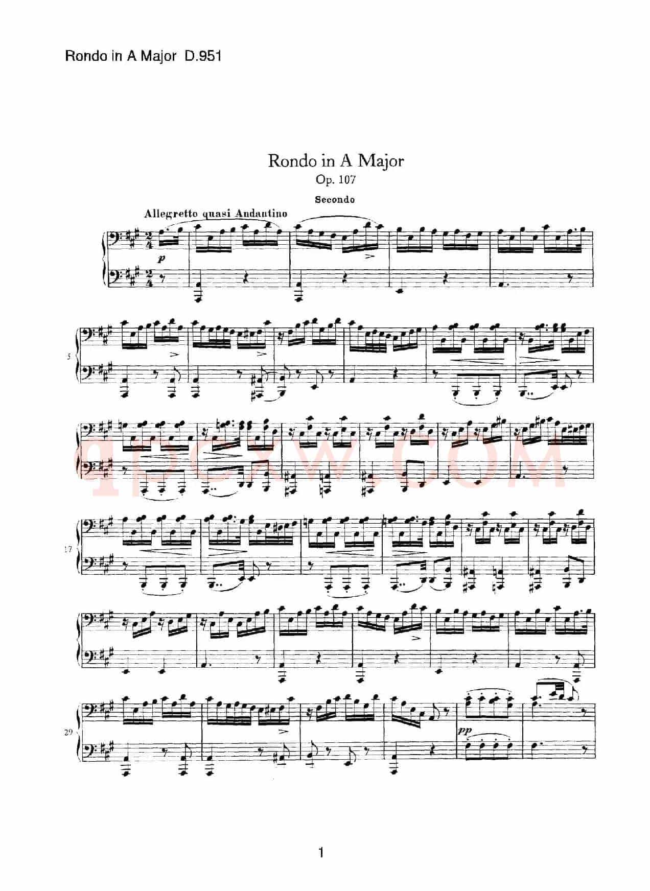 Grand Rondeau in A Major Op.107(A大调回旋曲·四手联弹)