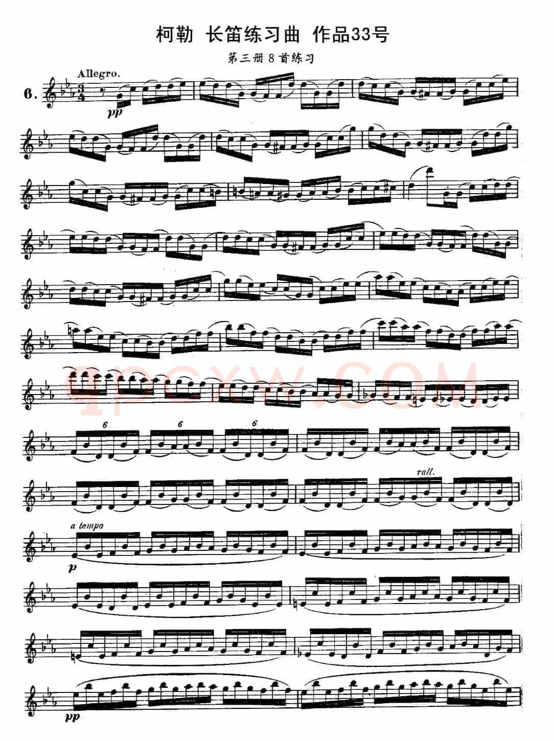 柯勒长笛练习曲作品33号（第三册）（6）