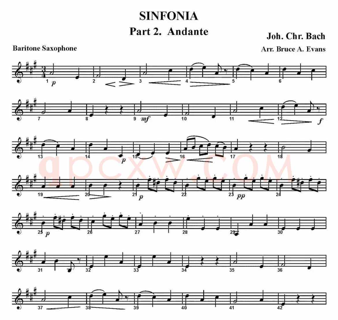 SINFONIA Part 2. Andante（四重奏·上低音萨克斯分谱）