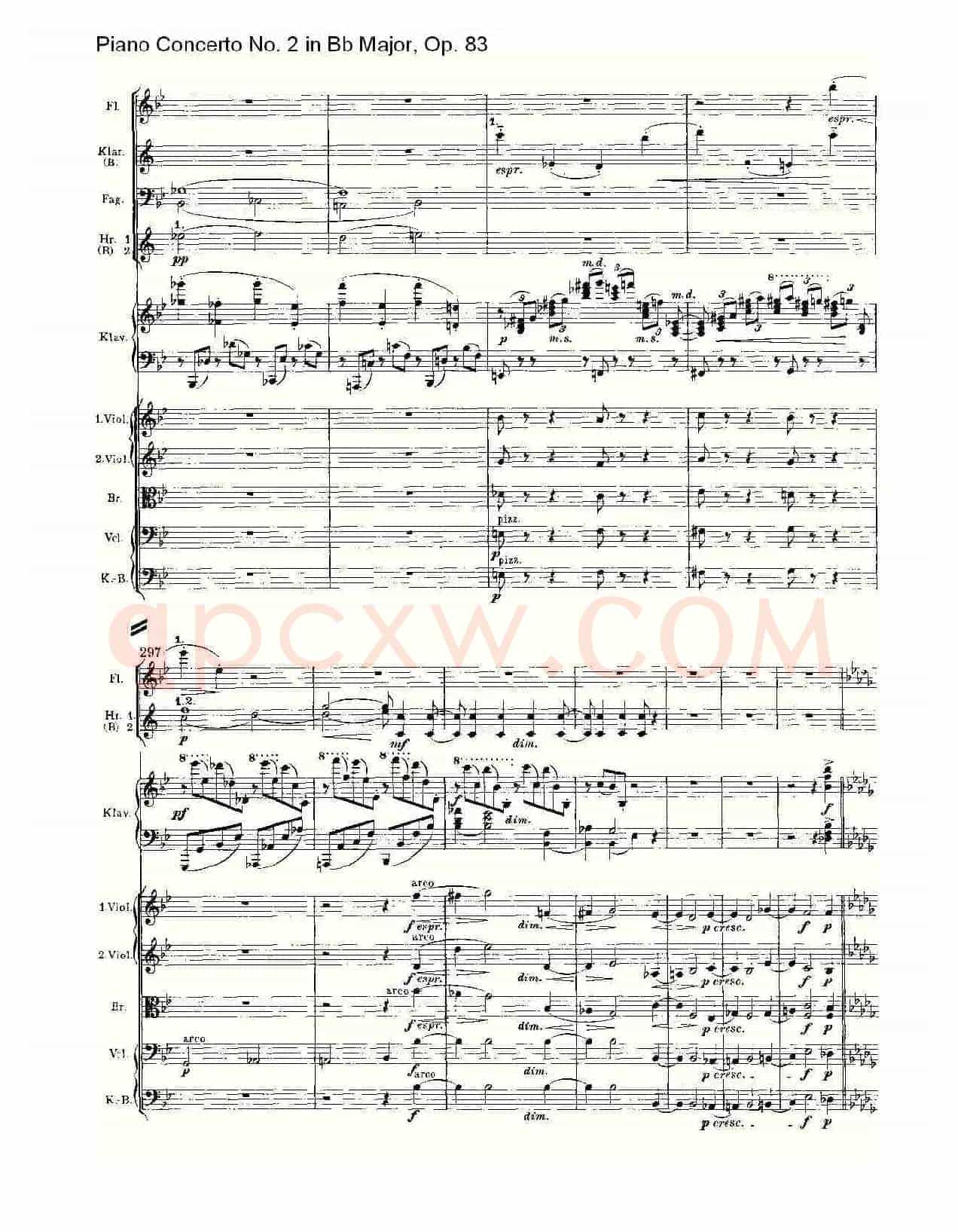 Bb大调钢琴第二协奏曲, Op.83第一乐章(二)