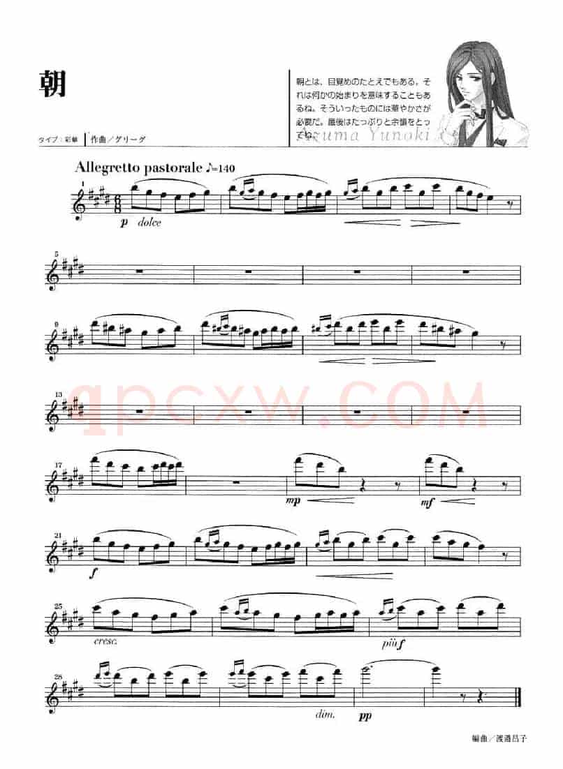 《金色琴弦》柚木梓马长笛谱