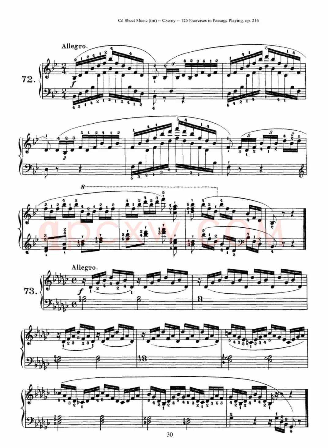 125 Exercises in Passage Playing Op.261（车尔尼125首钢琴短乐句练习曲（61——78））