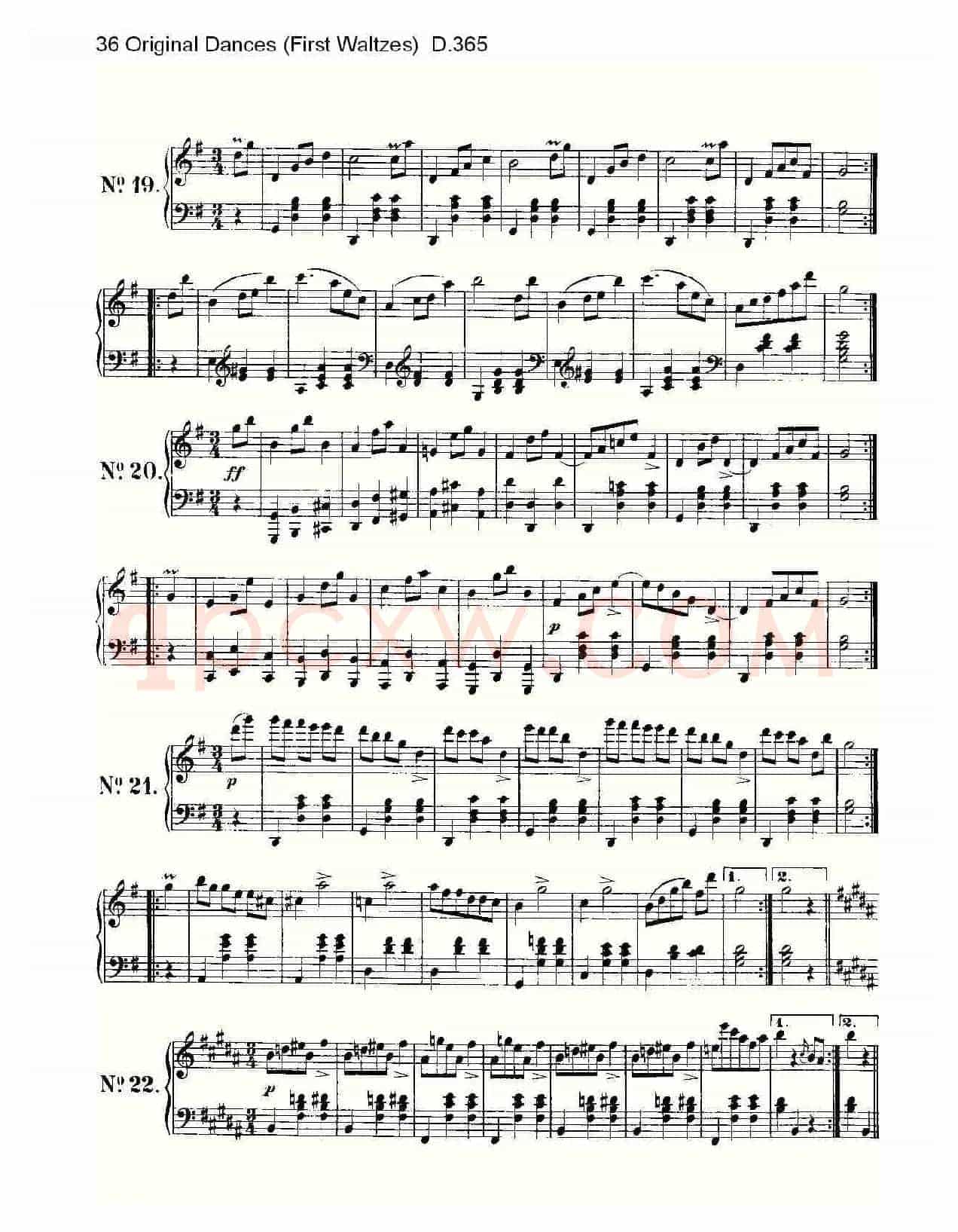 36 Original Dances（First Waltzes) D.36）