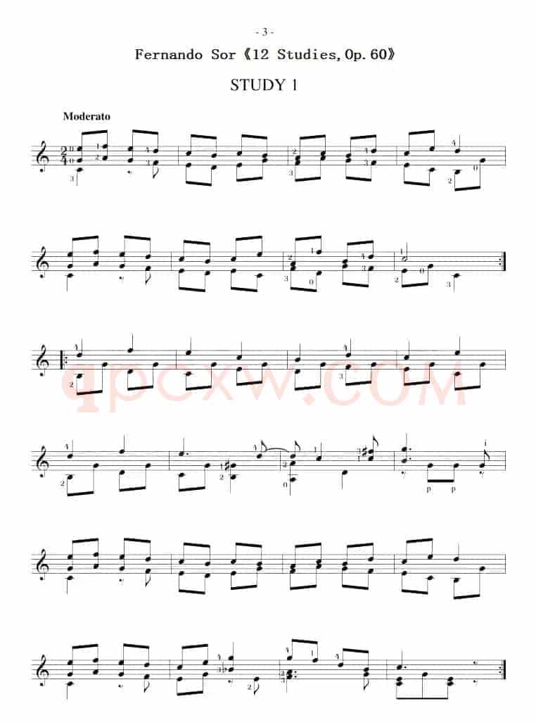 Fernando Sor《12 Studies,Op.60》（STUDY 1）