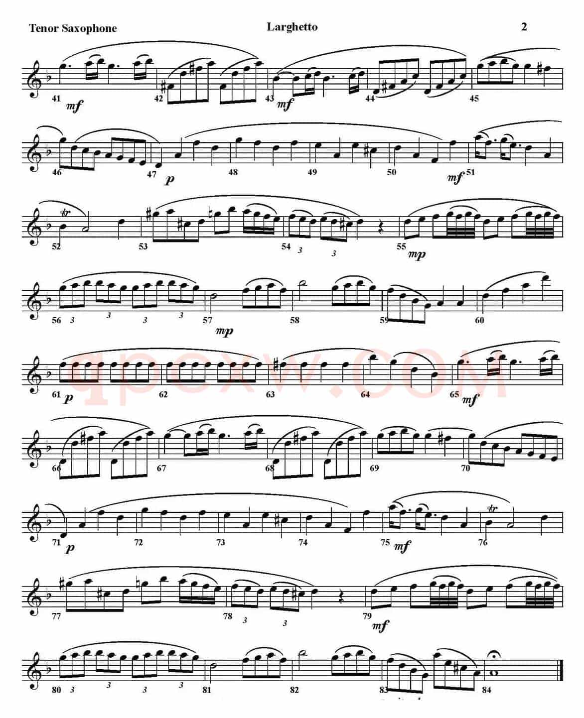 LARGHETTO（四重奏·次中音萨克斯分谱）