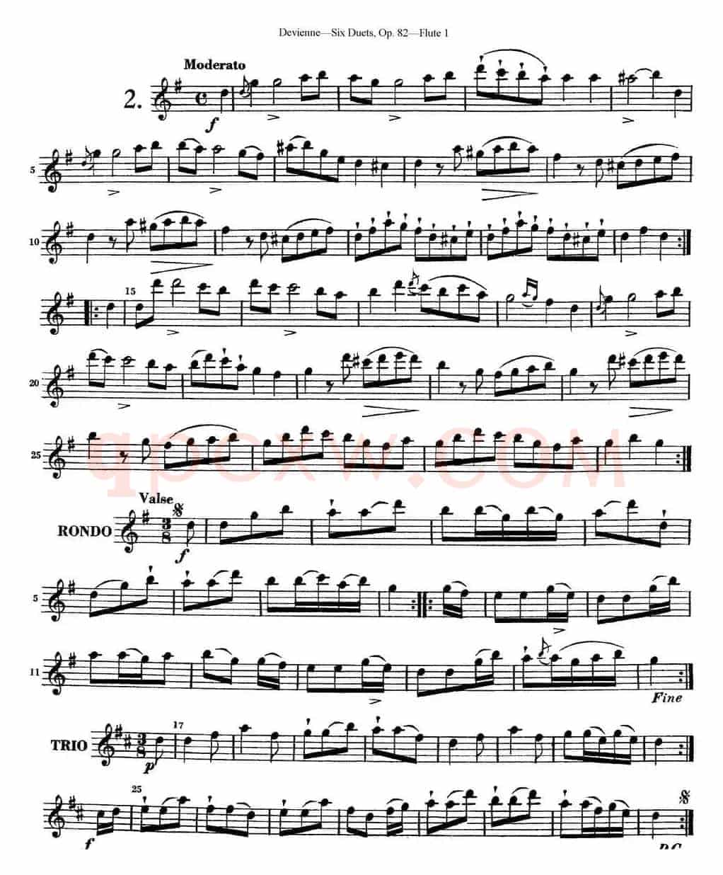 德维埃纳六个长笛二重奏小段Op.82——Flute 1（NO.2）