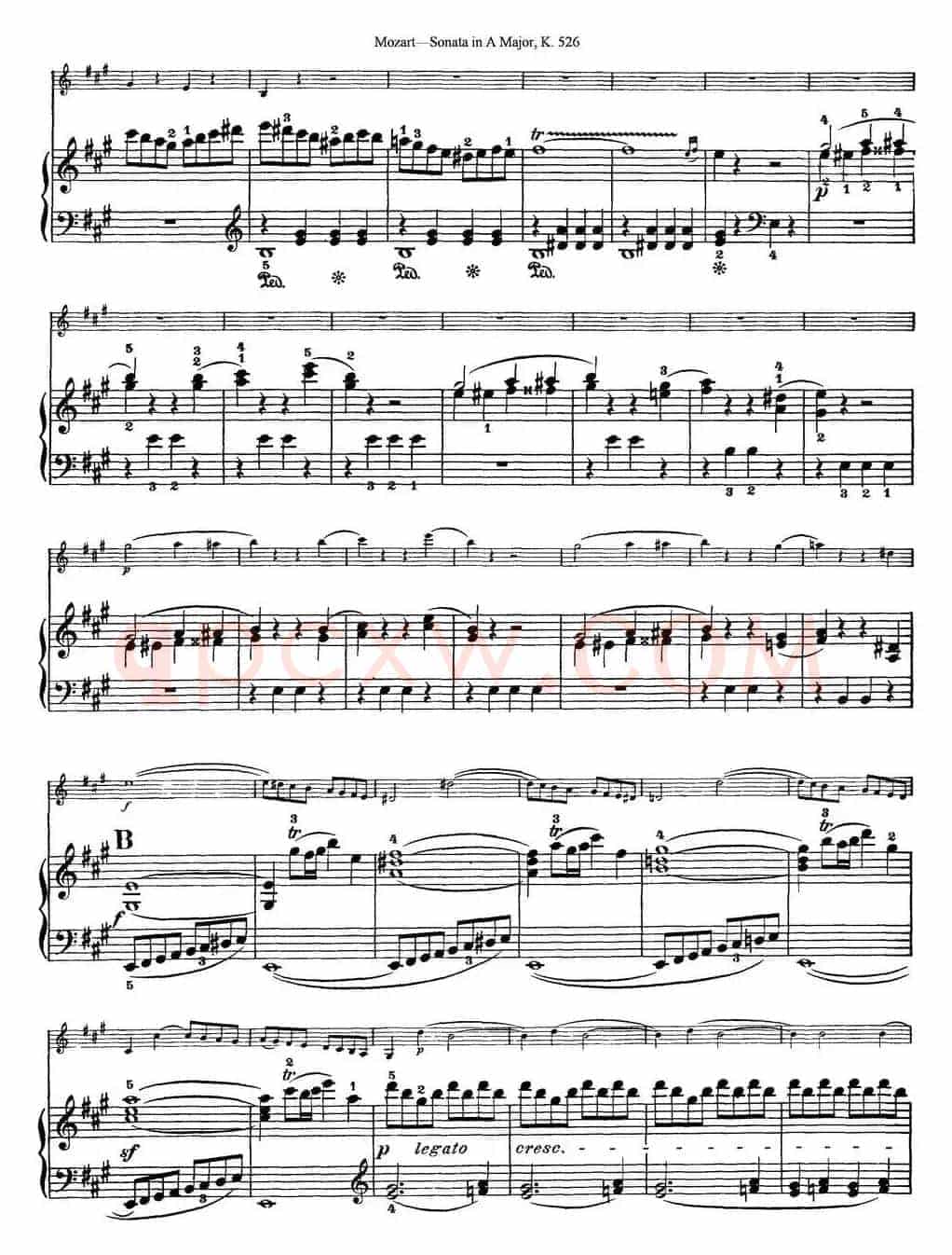 Violin Sonata in A Major K.526（小提琴+钢琴伴奏）