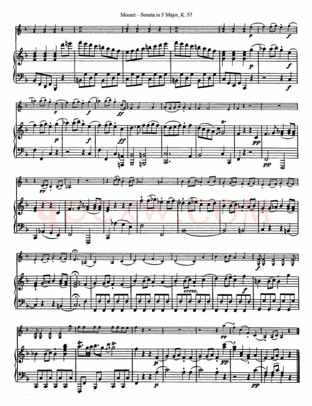 Violin Sonata in F Major K.357（小提琴+钢琴伴奏）