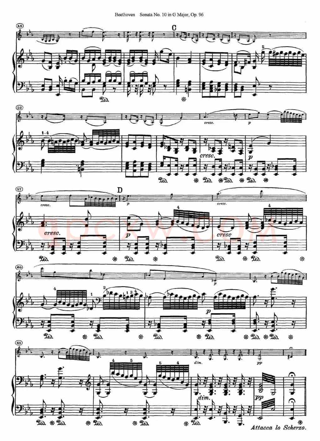Violin Sonata No.10 in G Major Op.96（小提琴+钢琴伴奏）