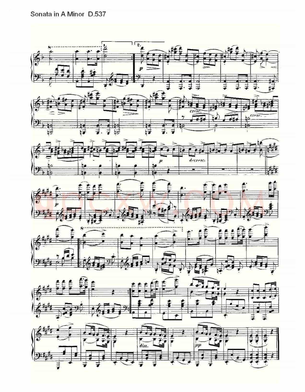 Sonata in A Minor D.537(A小调奏鸣曲D.537)
