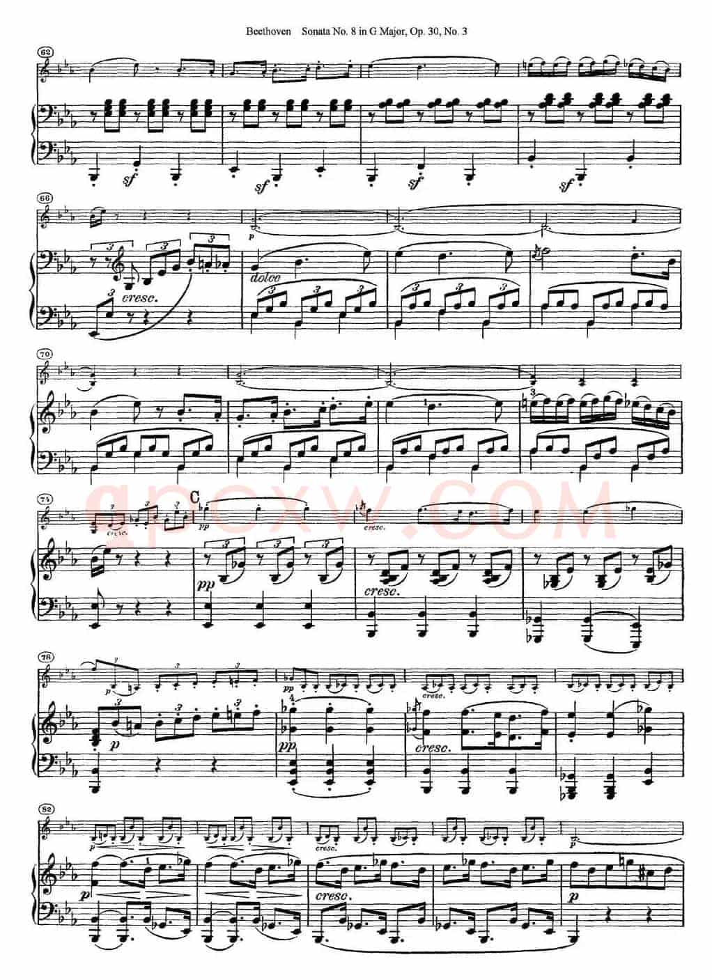 Violin Sonata No.8 in G Major Op.30 No.3（小提琴+钢琴伴奏）