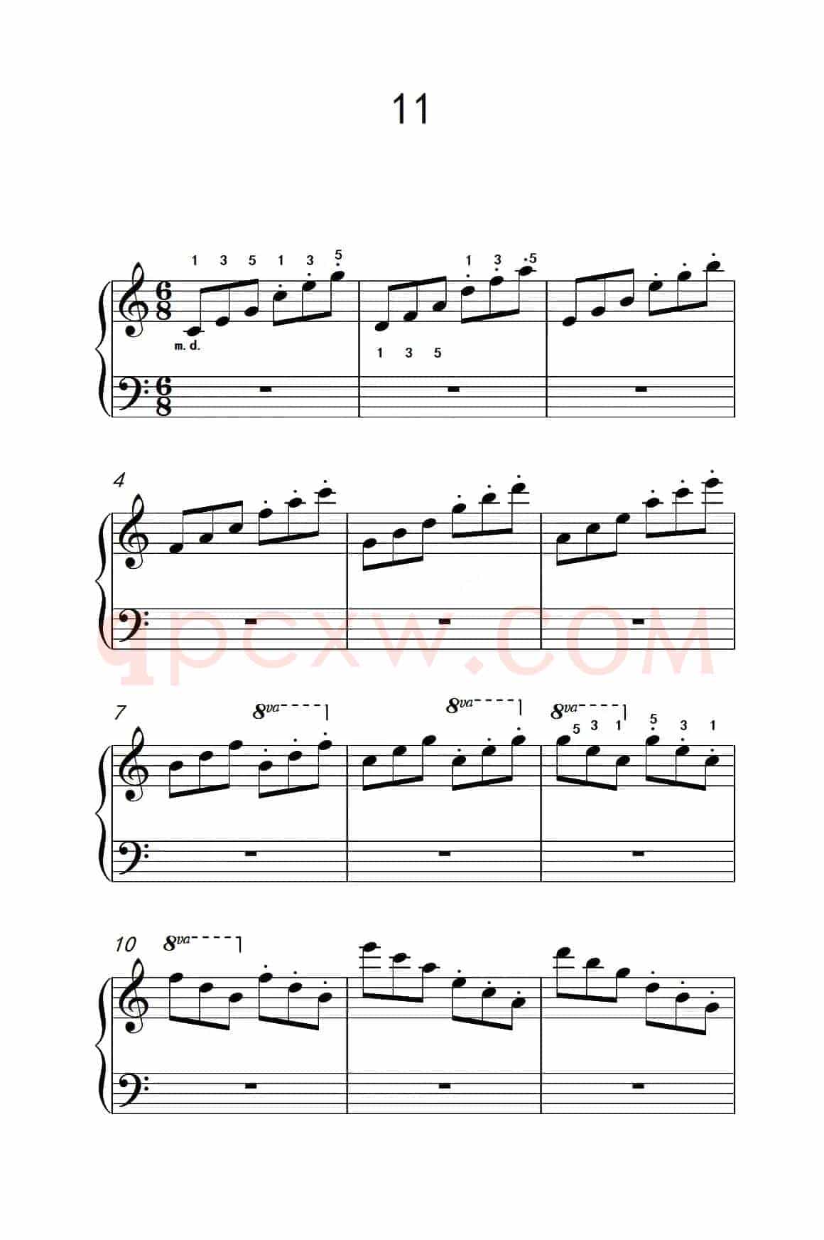 跳音练习 11（儿童钢琴手指练习 2）
