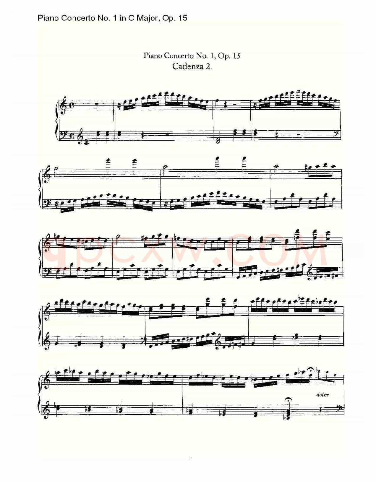 C大调钢琴第一协奏曲 Op.15 华彩乐段