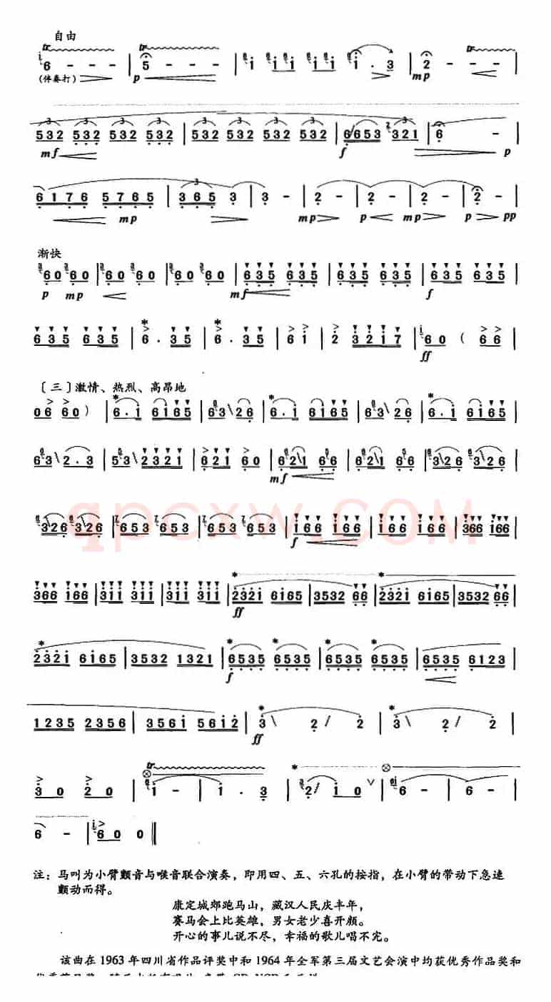 笛箫八级考级曲目：赛马会上