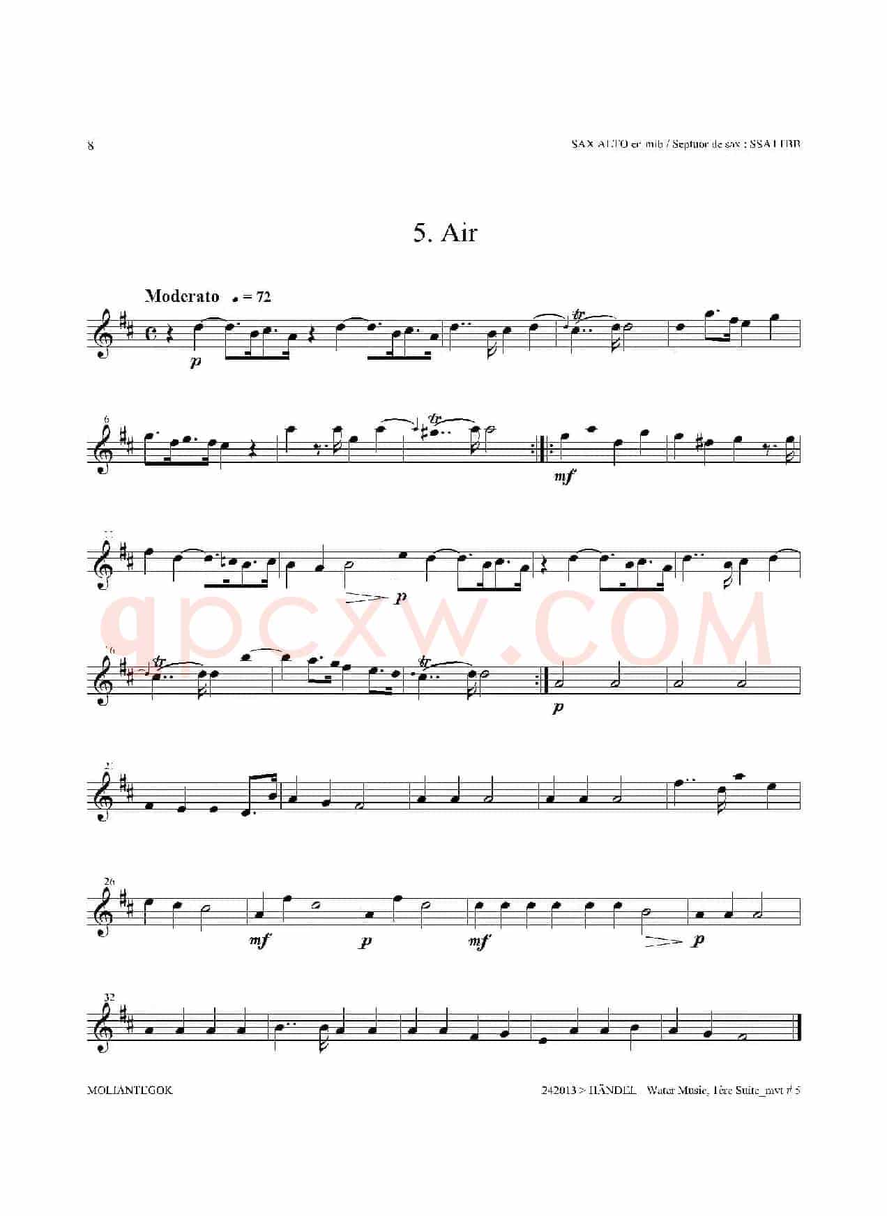 Water Music（HWV.348 No.1）（中音萨克斯）