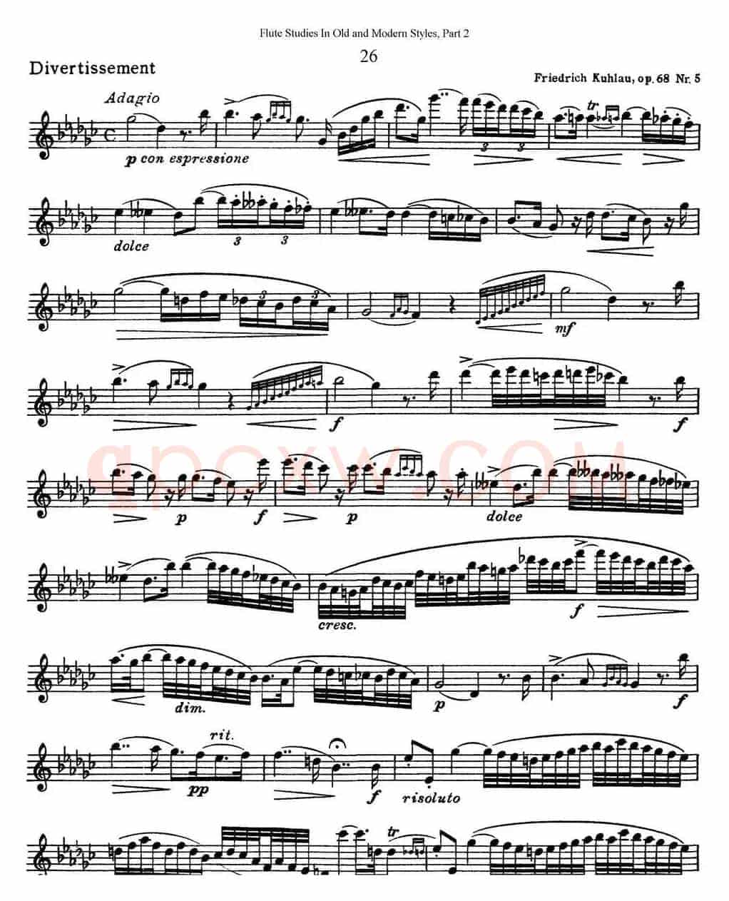 斯勒新老风格长笛练习重奏曲（第二部分）（NO.26）