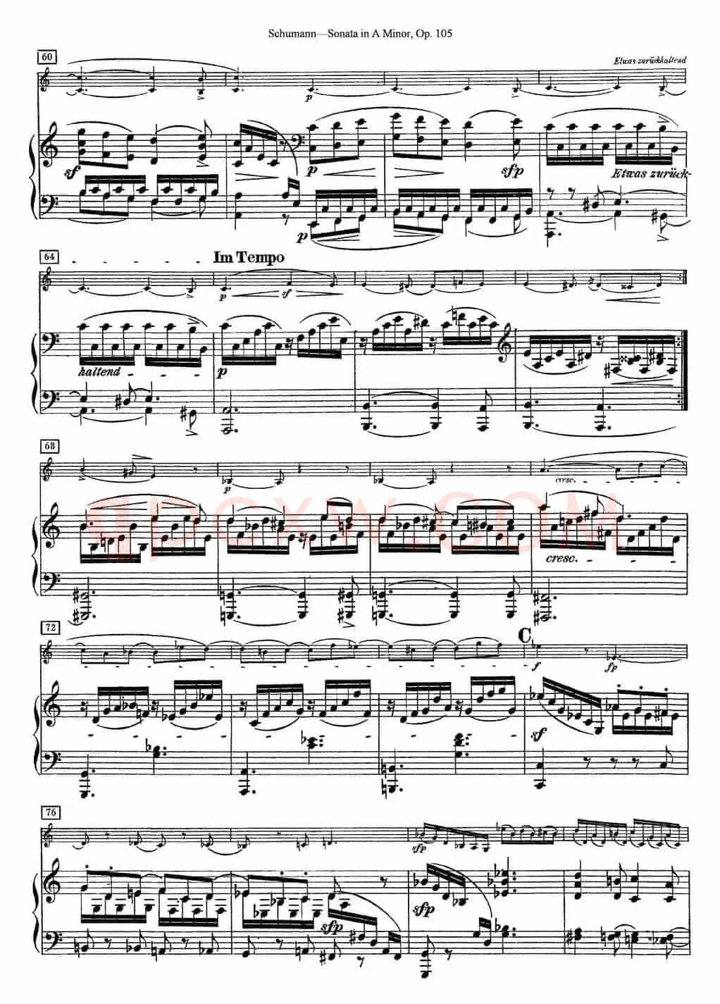 Violin Sonata in A minor Op.105（小提琴+钢琴伴奏）