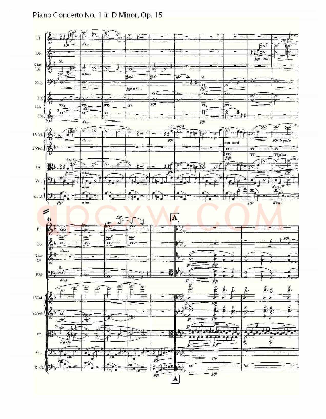 D小调钢琴第一协奏曲, Op.15第一乐章(一)