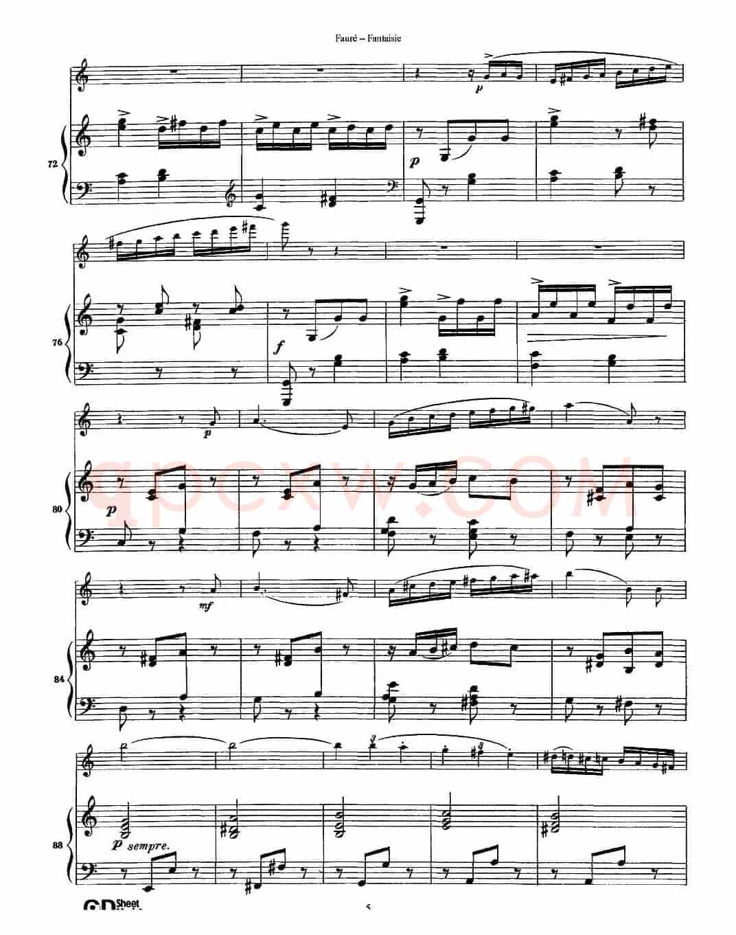 Fantaisie Op.79（幻想曲 作品79号）（长笛+钢琴伴奏）