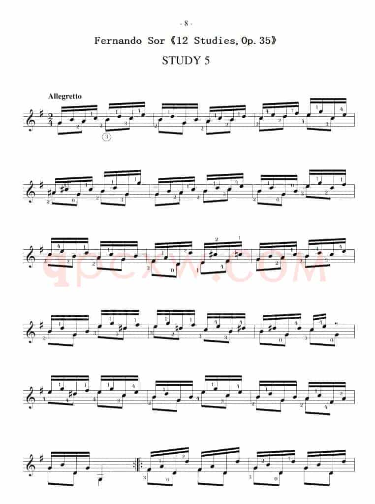 Fernando Sor《12 Studies,Op.35》（STUDY 5）