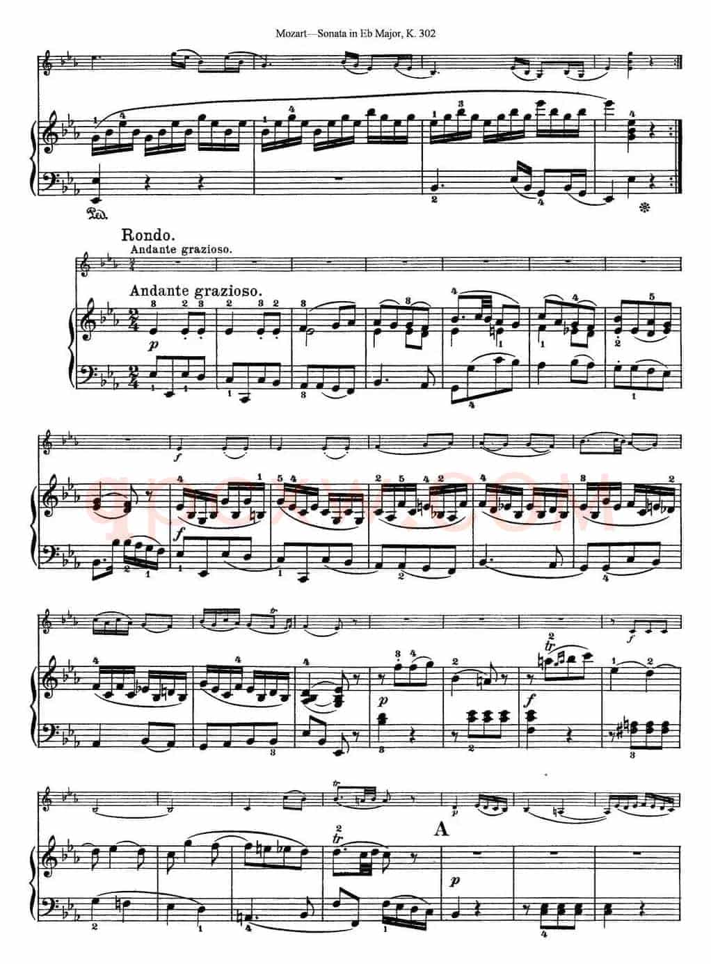 Violin Sonata in Eb Major K.302（小提琴+钢琴伴奏）