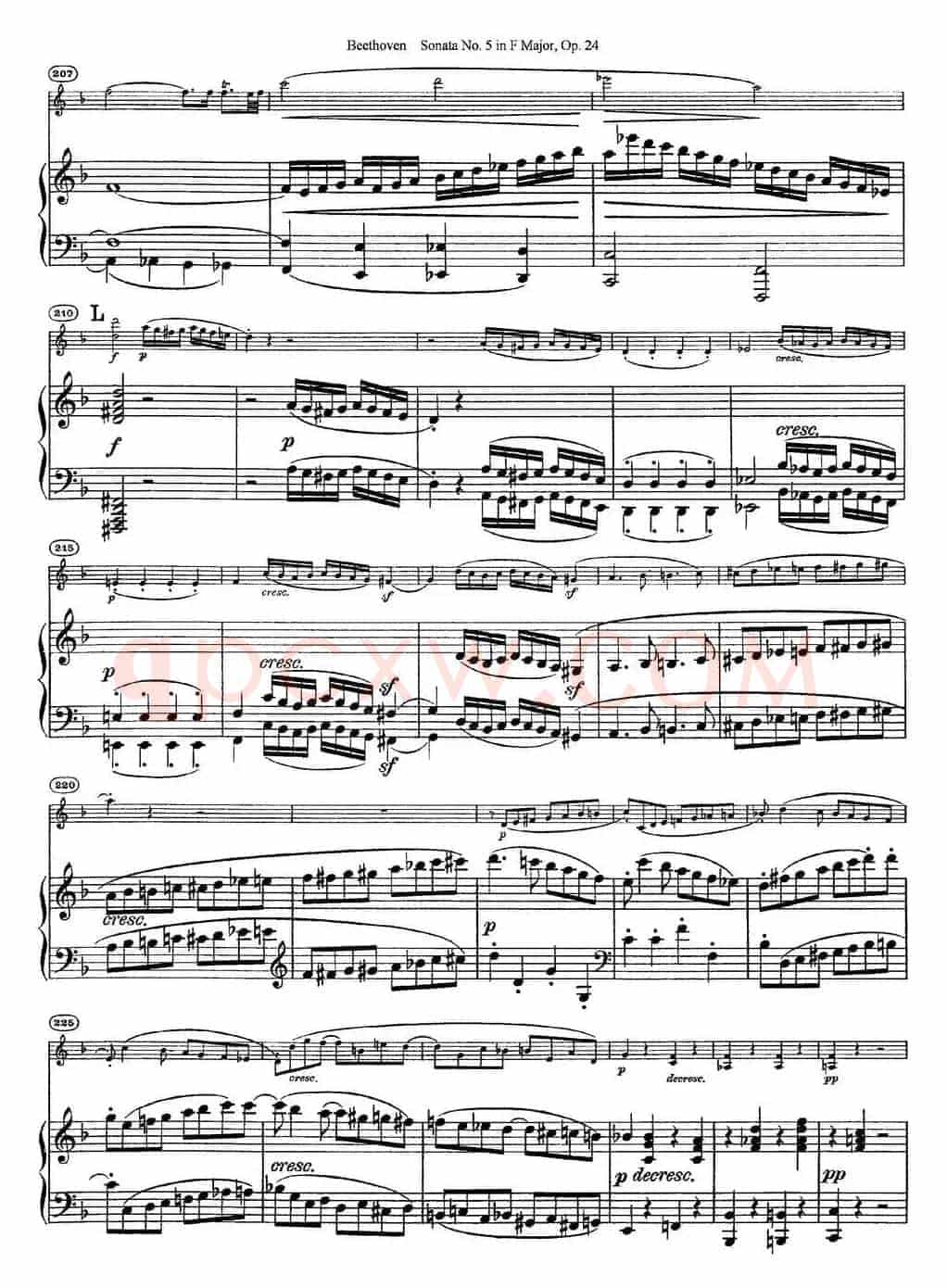 Violin Sonata No.5 in F Major Op.24（小提琴+钢琴伴奏）