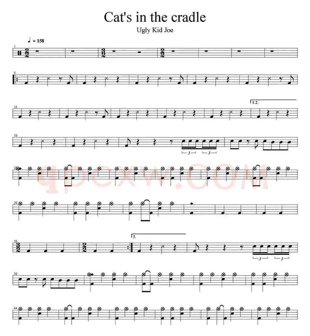 爵士鼓谱：Ugly Kid Joe - Cat's in the cradle