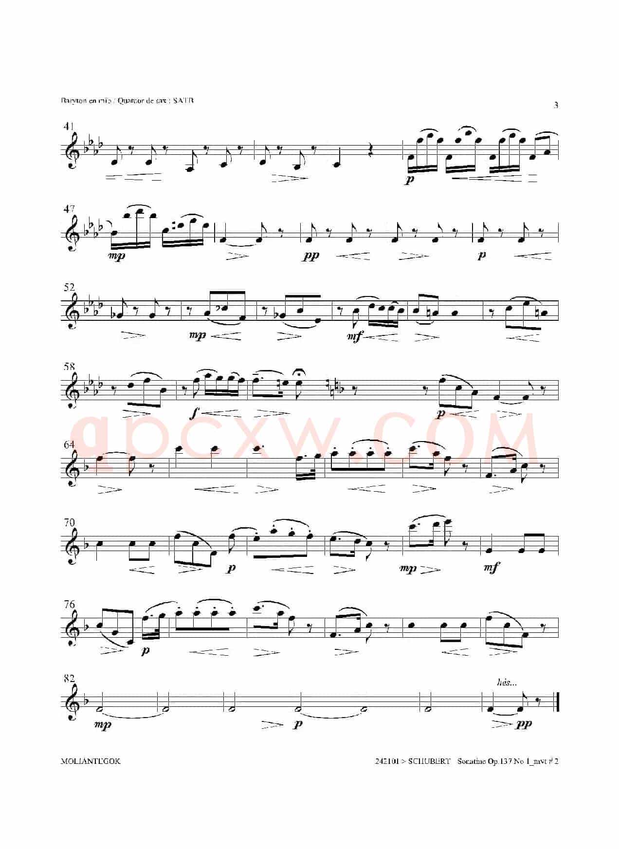 Sonatine Op.137 No 1（四重奏上低音萨克斯分谱）