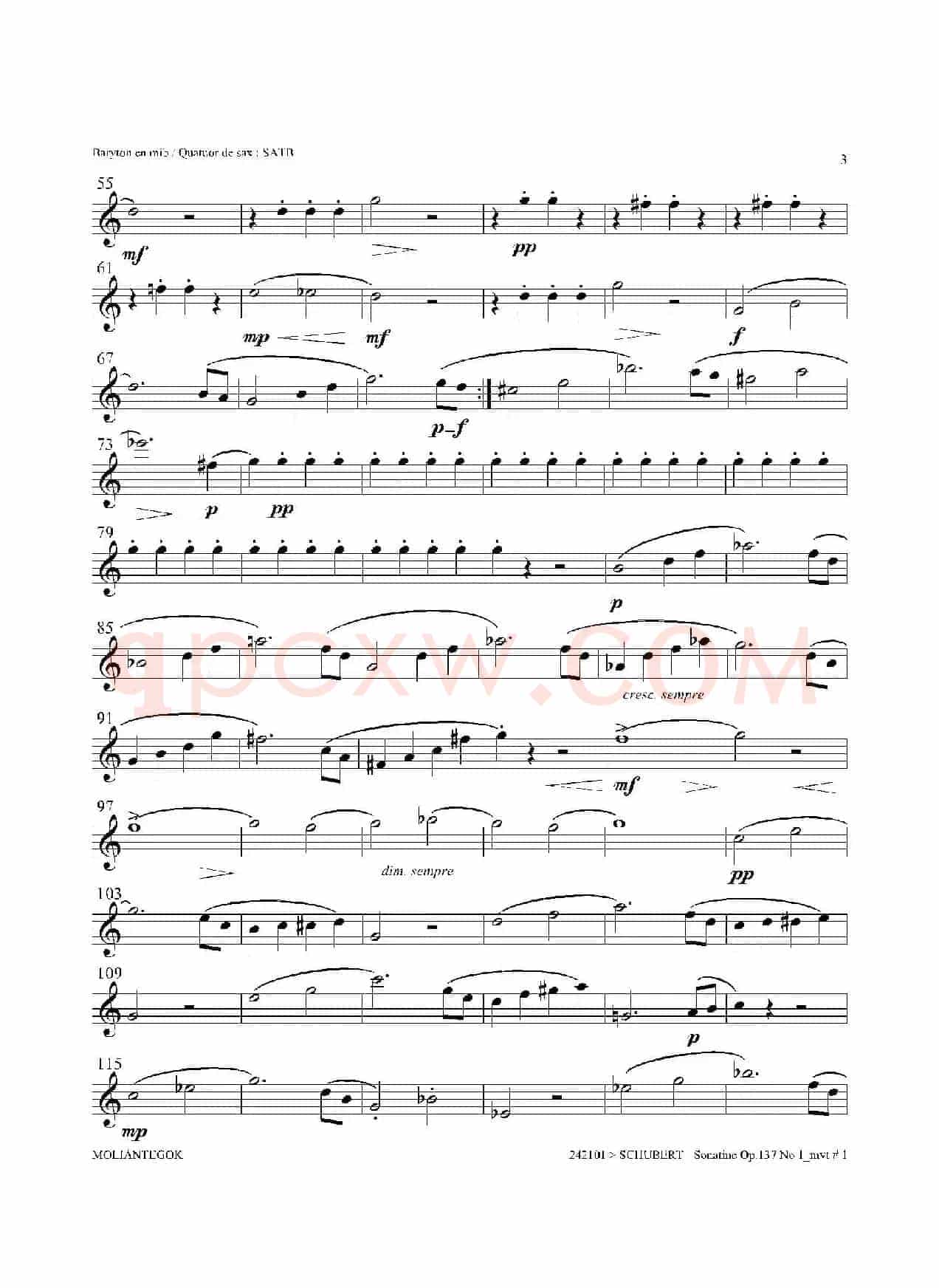 Sonatine Op.137 No 1（四重奏上低音萨克斯分谱）