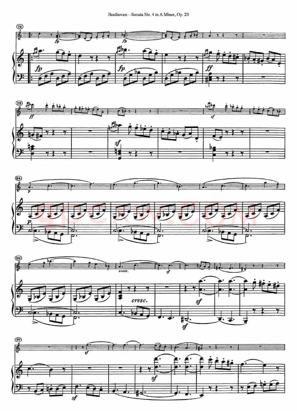 Violin Sonata No.4 in A Minor Op.23（小提琴+钢琴伴奏）