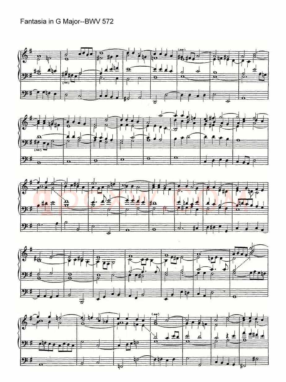 Fantasia in G Major--BWV 572（管风琴谱）