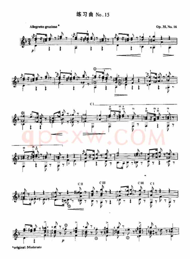 费尔南多·索尔 古典吉他练习曲 No.15(Op.35 No.6)