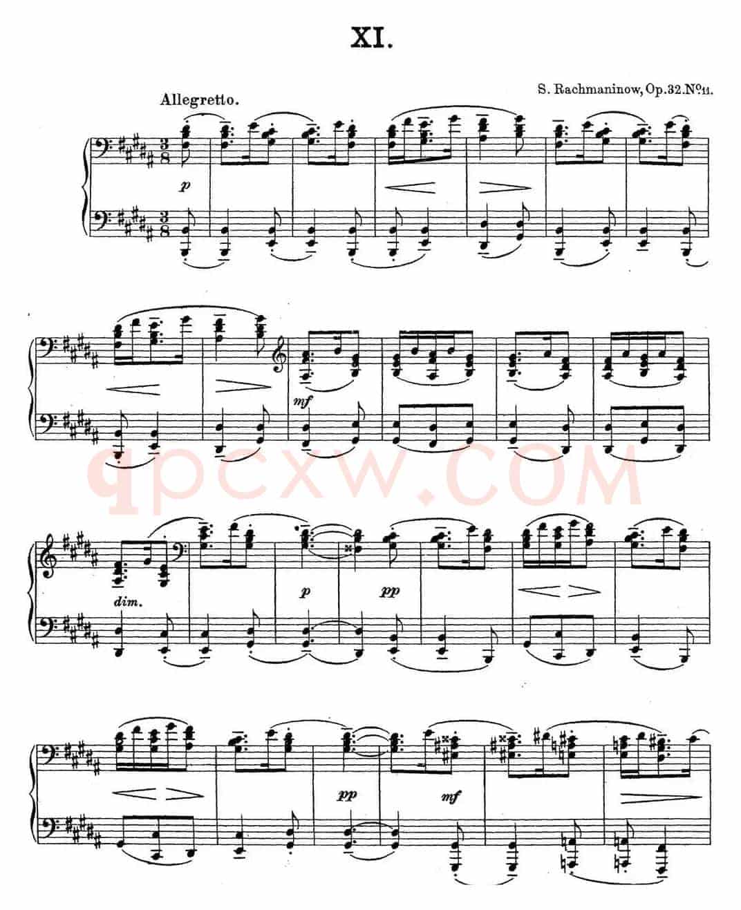 拉赫玛尼诺夫 钢琴前奏曲22 B大调 Op.32 No.11
