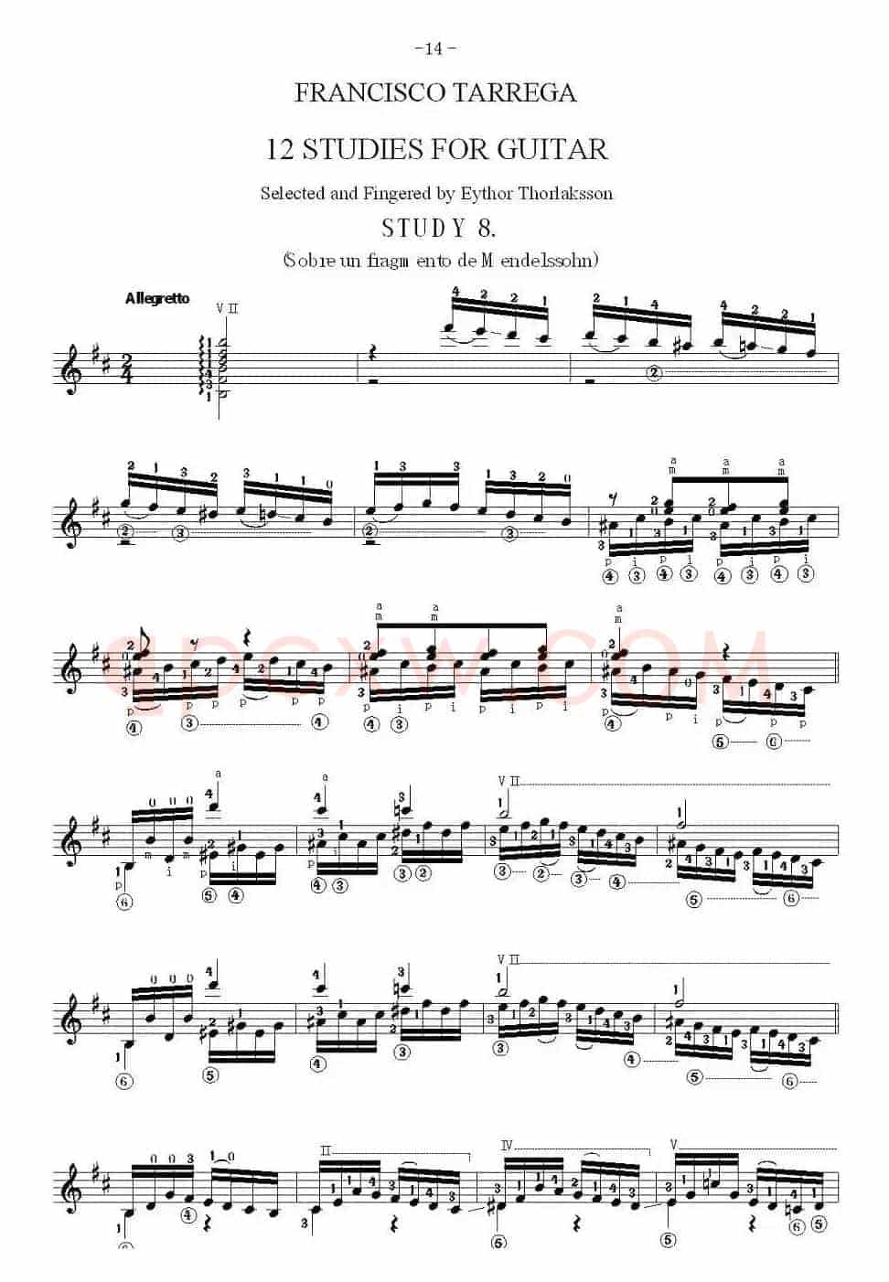 他雷加12首练习曲之8